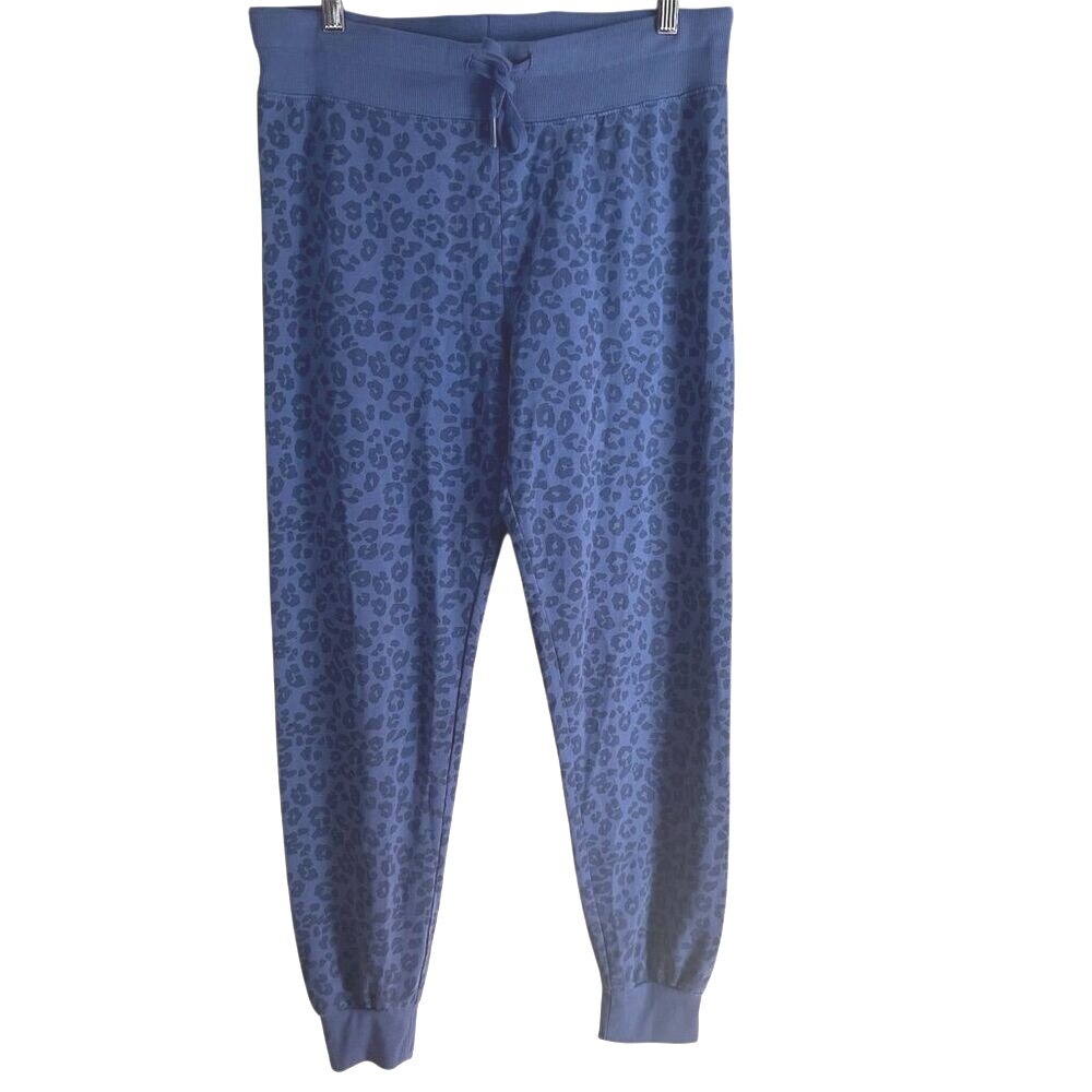 Z Supply Women's Blue Leopard Print Joggers Size Small Cozy Comfy Athleisure